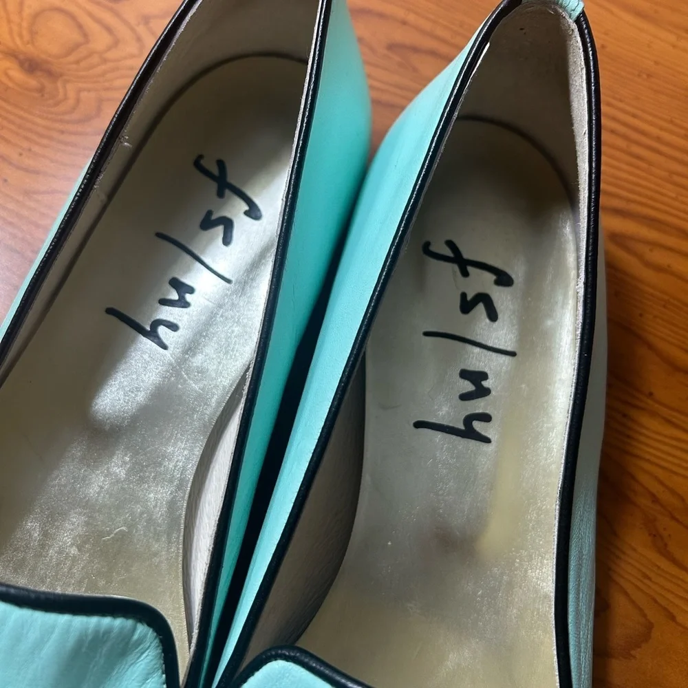 French Sole FS/NY Green Leather Ballet Flats